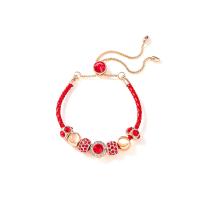 Zinc Alloy Rhinestone Bracelets, with PU Leather, plated, fashion jewelry & for woman & with rhinestone, red, 55mm 