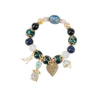 Enamel Zinc Alloy Bracelets, with Glass Beads, plated, fashion jewelry & for woman 