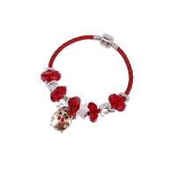 Zinc Alloy Crystal Bracelets, with leather cord & Crystal, plated, fashion jewelry & for woman, 175mm 