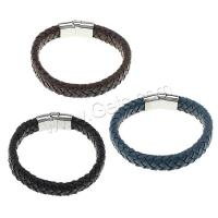Cowhide Bracelets, stainless steel magnetic clasp, plated, fashion jewelry & Unisex 12mm Approx 8.5 Inch 