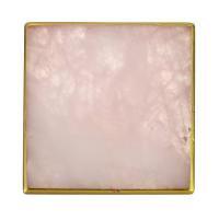 Brass Cabochon, with Rose Quartz, Square, fashion jewelry & DIY & faceted, pink 