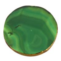 Green Agate Cabochon, with Brass, fashion jewelry & DIY & faceted, green 