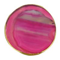 Rose Agate Cabochon, with Brass, gold color plated, fashion jewelry & DIY & faceted 