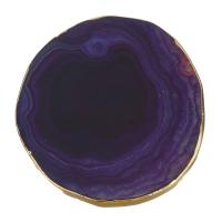 Agate Cabochon, with Brass, fashion jewelry & DIY & faceted, purple 