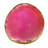 Agate Cabochon, with Brass, gold color plated, fashion jewelry & DIY & faceted 