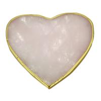 Rose Quartz Cabochon, with Brass, Heart, fashion jewelry & DIY & faceted, pink 
