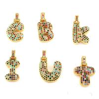 Letter Brass Pendants, Alphabet Letter, gold color plated & micro pave cubic zirconia, 25*25*5mm-30*12*6mm Approx 4*5mm 