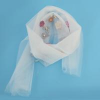 Spun Silk Wedding Veil, with ABS Plastic Pearl, fashion jewelry & for woman, white, 1520mm 