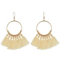 Zinc Alloy Tassel Earring, with Cotton Thread, gold color plated, fashion jewelry & for woman 