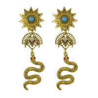 Zinc Alloy Rhinestone Drop Earring, Snake, gold color plated, for woman & with rhinestone 