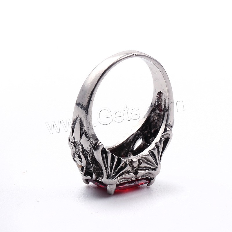 Zinc Alloy Finger Ring, plated, Unisex & different size for choice & micro pave cubic zirconia, red, Sold By PC