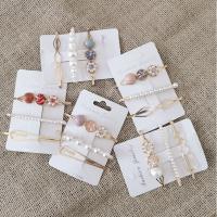 Hair Slide, Zinc Alloy, with Plastic & Plastic Pearl, gold color plated, three pieces & for woman, 65mm 
