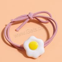 Ponytail Holder, Resin, with Rubber Band, Fried Egg, cute & fashion jewelry & for woman 50mm 