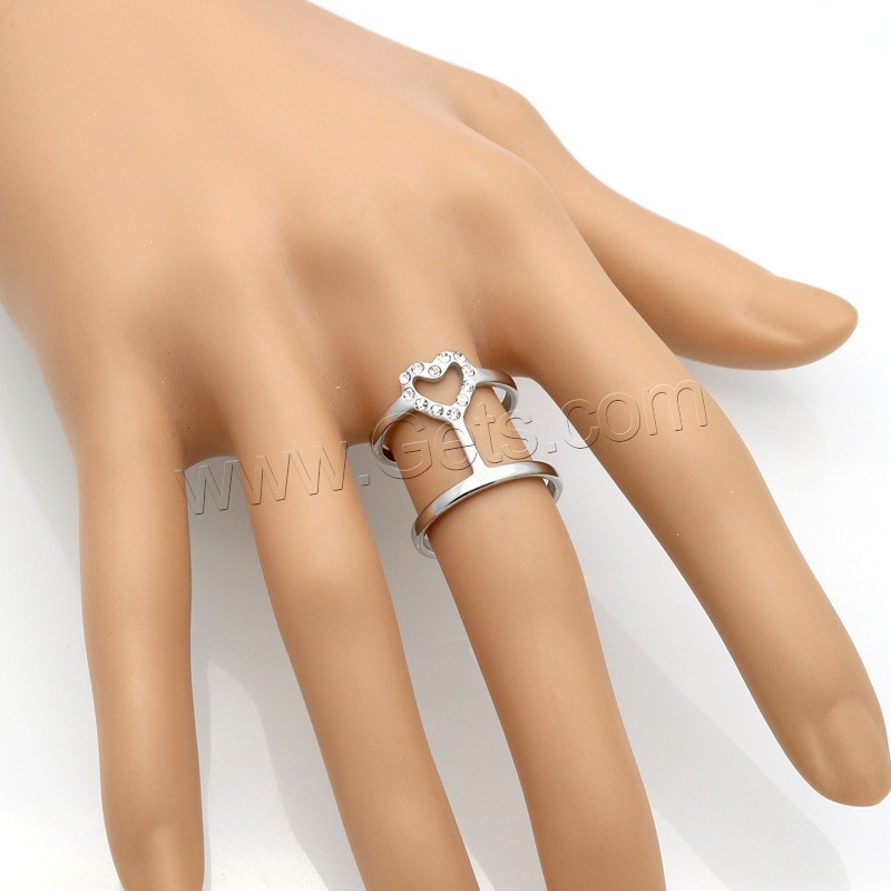 Anillo de dedo de acero Titanium de, Partículas de acero, chapado, diverso tamaño para la opción & para mujer & con diamantes de imitación & hueco, más colores para la opción, 19mm, Vendido por UD