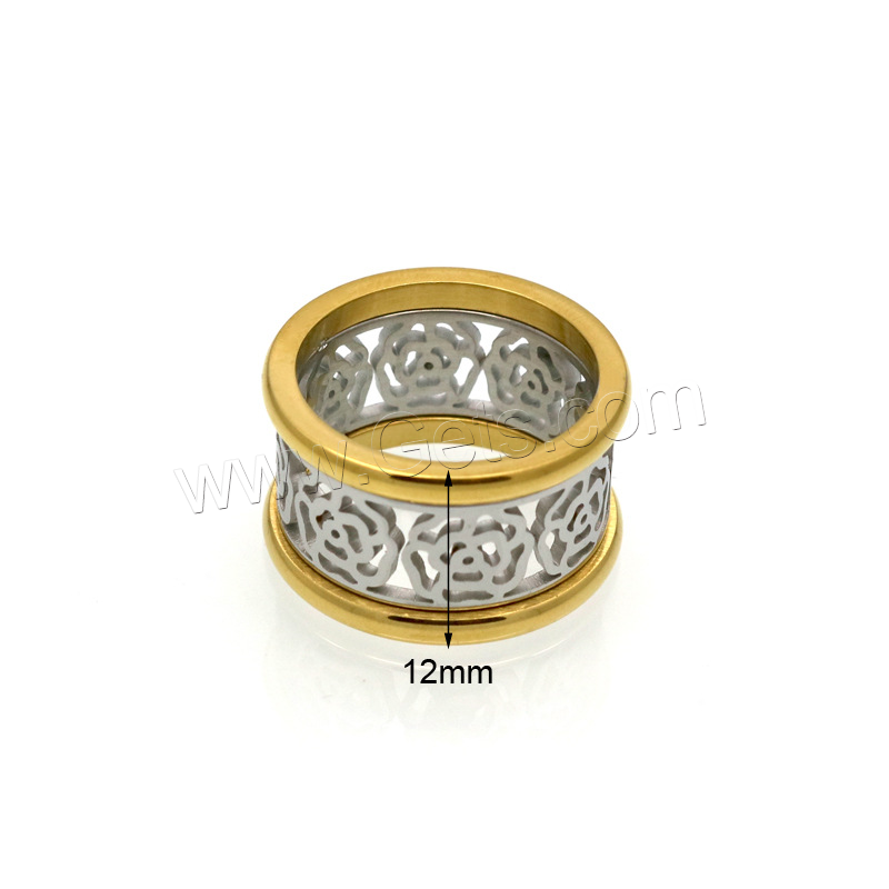Titanium Steel Finger Ring, plated, fashion jewelry & Unisex & different size for choice & hollow, 12mm, Sold By PC