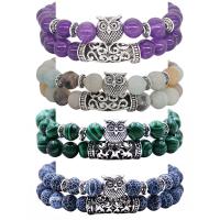 Gemstone Bracelets, with Zinc Alloy, plated, 2 pieces & Unisex, 8mm Approx 7 Inch 