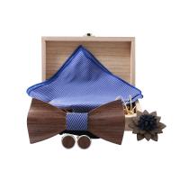 Holz Fliege und quadratische Schal Set, Quadratischer Schal & Bow Ties & Manschettenknopf & Brosche, mit Stoff, Modeschmuck & unisex & verschiedene Stile für Wahl, 120x50x13mm, verkauft von setzen