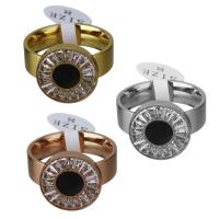 Нержавеющая сталь Rhinestone палец кольцо, нержавеющая сталь, с канифоль, Другое покрытие, разный размер для выбора & Женский & со стразами, Много цветов для выбора, 14mm, продается PC