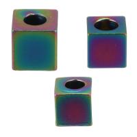 Stainless Steel Beads, Square, plated, fashion jewelry & DIY multi-colored 