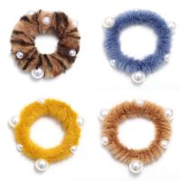 Ponytail Holder, Rabbit Fur, with Plastic Pearl, fashion jewelry & for woman 188mm 