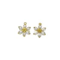 Brass Flower Pendants, gold color plated, fashion jewelry & micro pave cubic zirconia Approx 0.8mm 