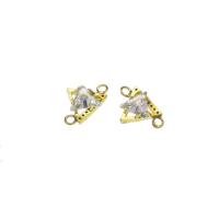 Cubic Zirconia Brass Connector, gold color plated, with cubic zirconia & 1/1 loop Approx 1.6mm 
