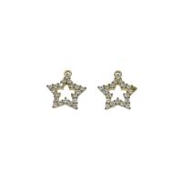 Brass Star Pendants, gold color plated, micro pave cubic zirconia & hollow Approx 0.5mm 