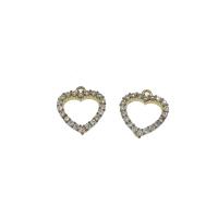 Brass Heart Pendants, gold color plated, micro pave cubic zirconia & hollow Approx 0.7mm 