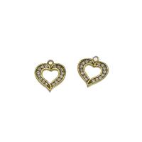 Brass Heart Pendants, gold color plated, micro pave cubic zirconia & hollow Approx 0.8mm 