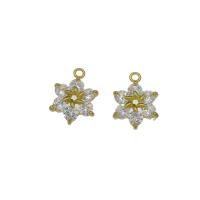 Brass Flower Pendants, gold color plated, micro pave cubic zirconia Approx 1.5mm 