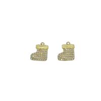 Brass Shoes Pendants, gold color plated, micro pave cubic zirconia Approx 0.6mm 