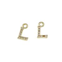 Letter Brass Pendants, Letter L, gold color plated, micro pave cubic zirconia Approx 1.5mm 