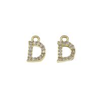 Letter Brass Pendants, Letter D, gold color plated, micro pave cubic zirconia Approx 1.5mm 