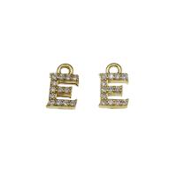 Letter Brass Pendants, Letter E, gold color plated, micro pave cubic zirconia Approx 1.5mm 