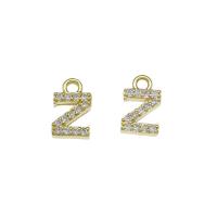 Letter Brass Pendants, Letter Z, gold color plated, micro pave cubic zirconia Approx 1.5mm 