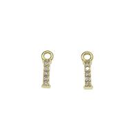 Letter Brass Pendants, Letter I, gold color plated, micro pave cubic zirconia Approx 1.5mm 