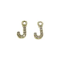 Letter Brass Pendants, Letter J, gold color plated, micro pave cubic zirconia Approx 1.5mm 