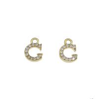 Letter Brass Pendants, Letter G, gold color plated, micro pave cubic zirconia Approx 1.5mm 