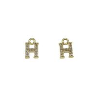 Letter Brass Pendants, Letter H, gold color plated, micro pave cubic zirconia Approx 1.5mm 