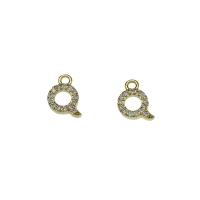 Letter Brass Pendants, Letter Q, gold color plated, micro pave cubic zirconia Approx 1.5mm 
