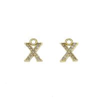 Letter Brass Pendants, Letter X, gold color plated, micro pave cubic zirconia Approx 1.5mm 