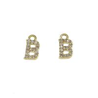 Letter Brass Pendants, gold color plated, micro pave cubic zirconia Approx 1.5mm 