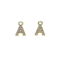 Letter Brass Pendants, Letter A, gold color plated, micro pave cubic zirconia Approx 1.5mm 