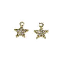 Brass Star Pendants, gold color plated, micro pave cubic zirconia Approx 1mm 