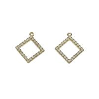 Cubic Zirconia Micro Pave Brass Pendant, Rhombus, gold color plated, micro pave cubic zirconia & hollow Approx 0.8mm 