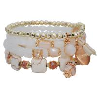 Zinc Alloy Resin Bracelets, with Gemstone & Resin, plated, 4 pieces & for woman Approx 7.1 Inch 