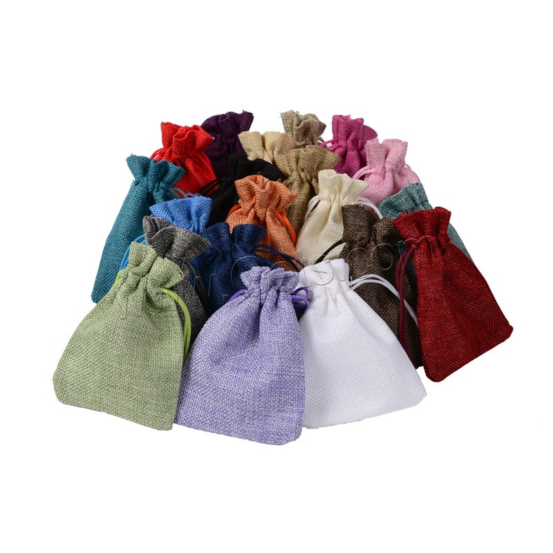 Linen Jewelry Pouches Bags, random style & portable & durable & different size for choice, mixed colors, Sold By PC