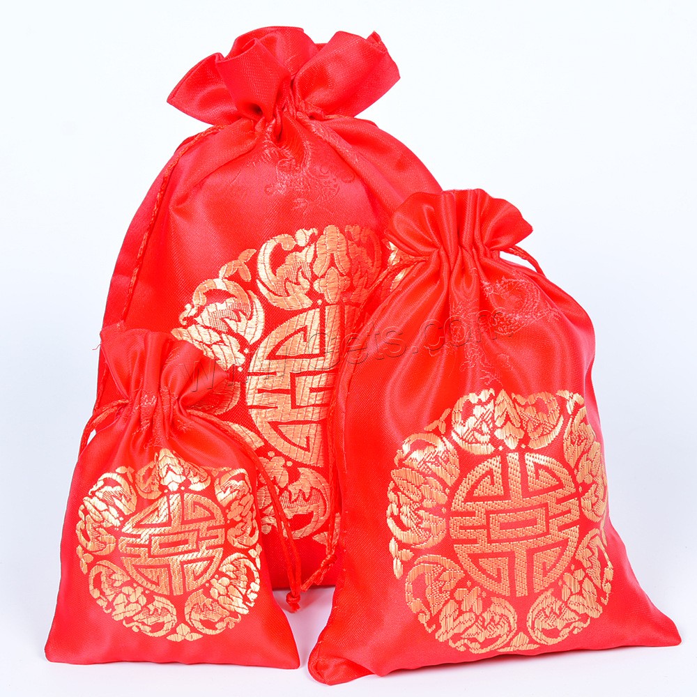 Polyester Drawstring Bag, hot stamping, durable & different size for choice & different designs for choice, red, Sold By PC