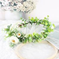 Cloth Hair Wreath, with Rattan, Adjustable & fashion jewelry & for woman, green, 190mm 