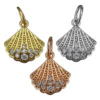 Cubic Zirconia Brass Pendants, Shell, plated, fashion jewelry & with cubic zirconia Approx 3.5mm 